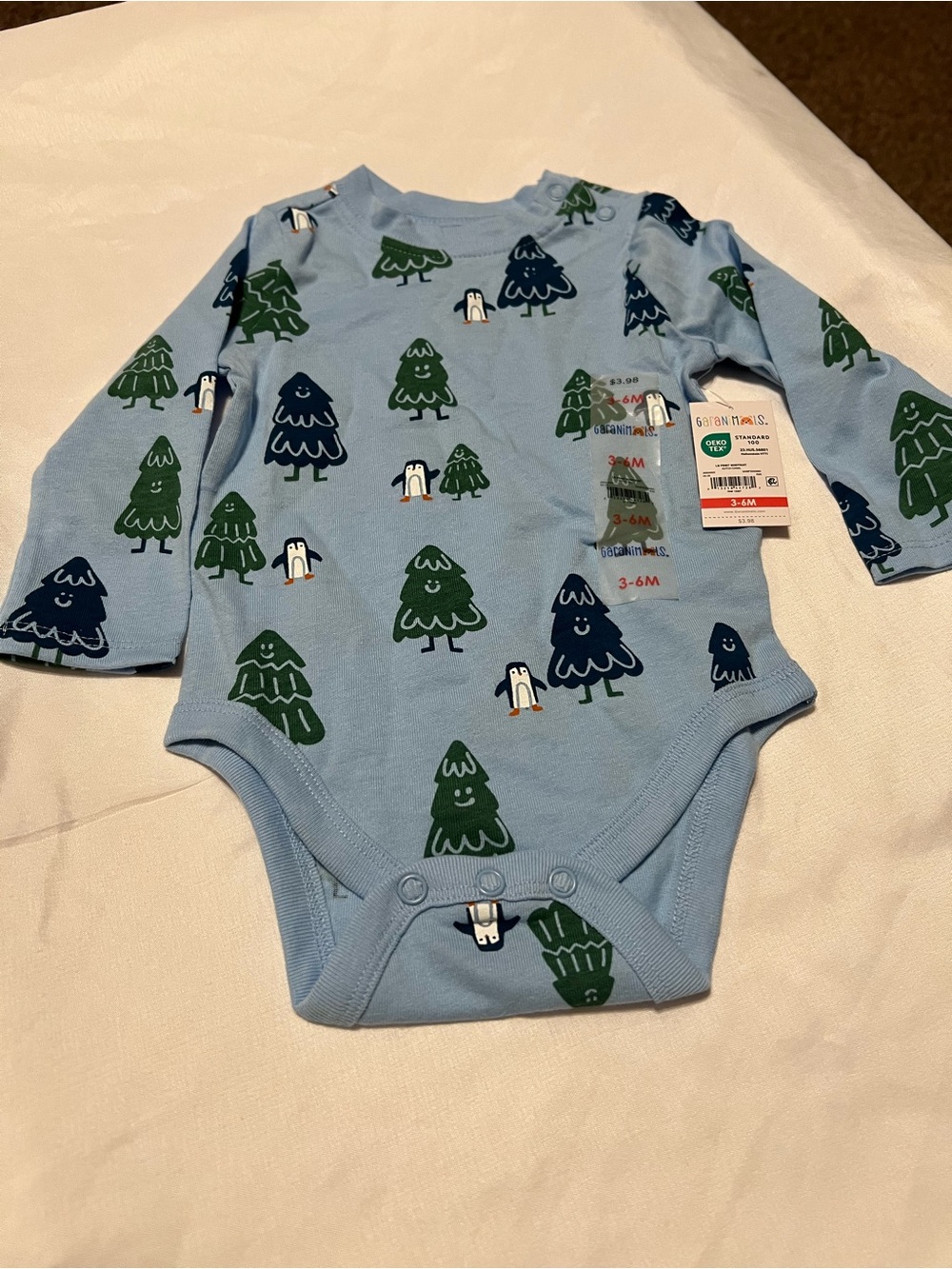 Garanimals Light Blue Long-Sleeve Penguin & Tree Bodysuit